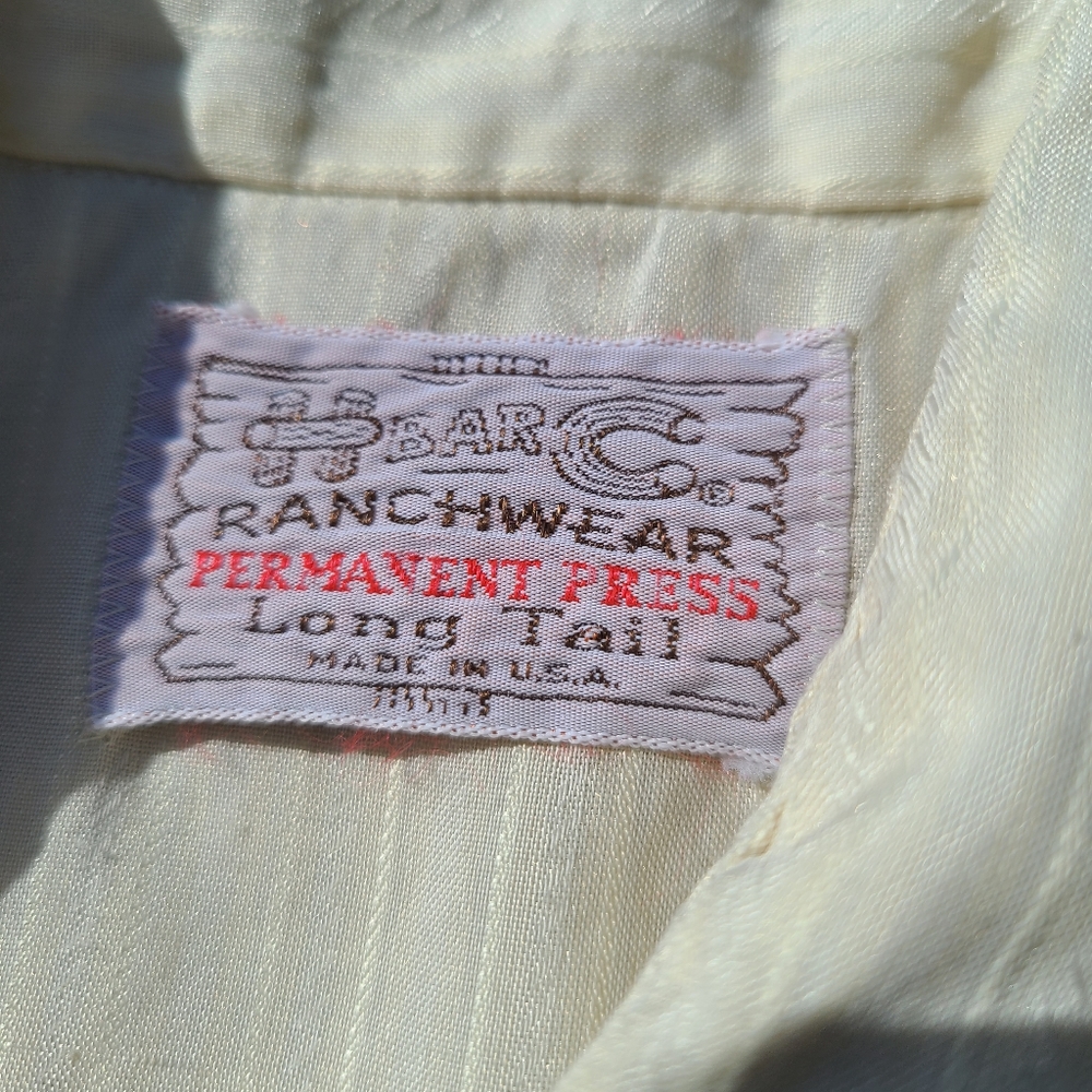 H Bar C Ranchwear Ivory Permanent Press Long Tail Pearl Snap Button Down Shirt - Picture 2 of 10